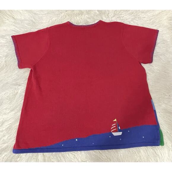 Quacker Factory Novelty short sleeve pullover sweater 3X lighthouse ocean - Picture 6 of 7